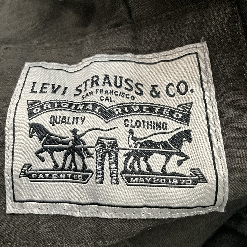 Olive Green Hooded Parka Jacket Military Style Coat Sz Med Levi's Y2K‎ 90's - Picture 5 of 12